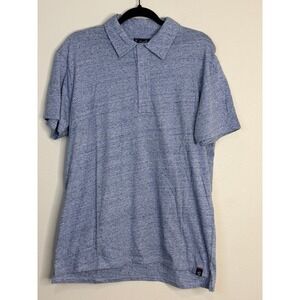 Grayers Men's Blue Heathered Space Dye Short Sleeve Cotton Polo Shirt M